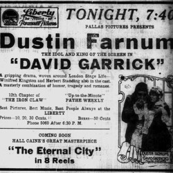 DAVID GARRICK ADVERTISEMENT