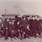 Frank Lloyd (4th from the right) on location. Frank was worried, his 4 year old daughter, Jimmie was very ill. Spanish Flu